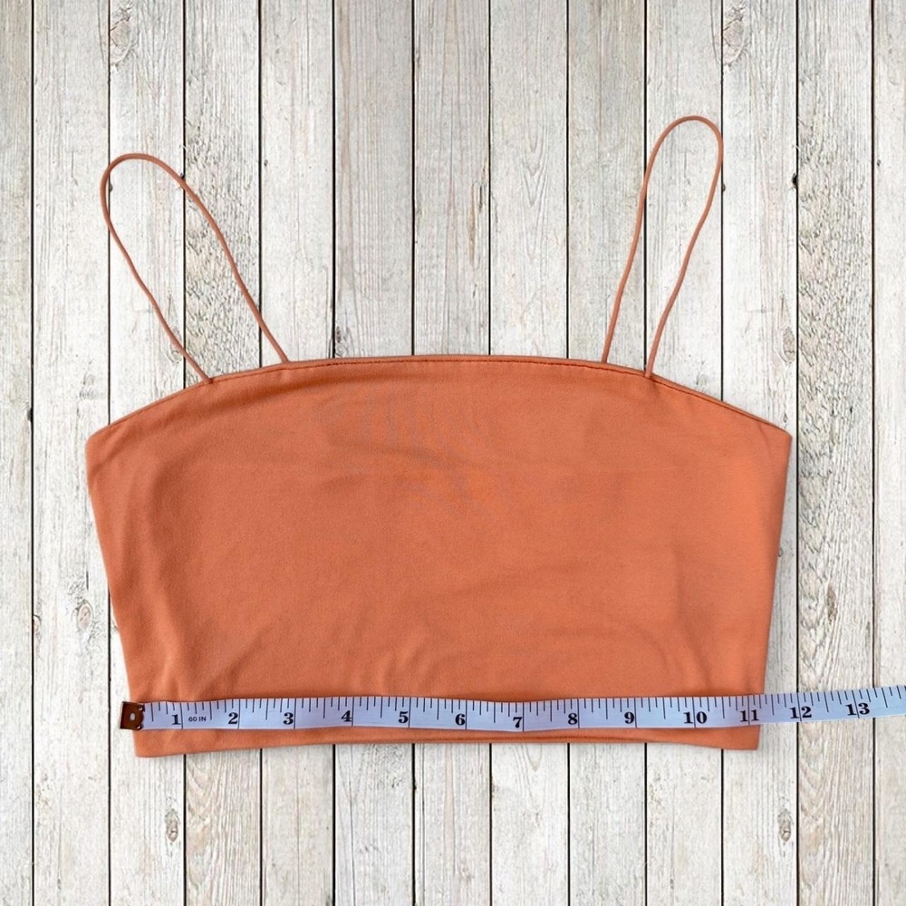 SHEIN Women's XS US 2 Orange Peach Cropped Cami Tank Top Spaghetti Strap - Picture 3 of 4